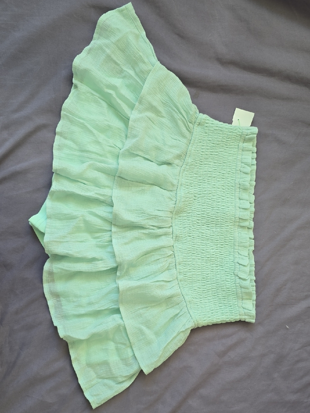 Mint Green Ruffled Smocked Mini Skirt